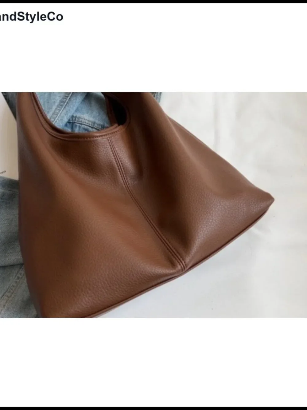 Slouchy Hobo Tote Bag Soft PU Leather Shoulder Purse 2pc Work Everyday Handbag